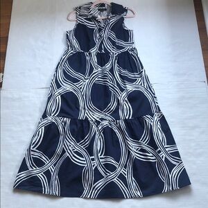 Rachel Zoe Navy and White Patterned Maxi Dress
